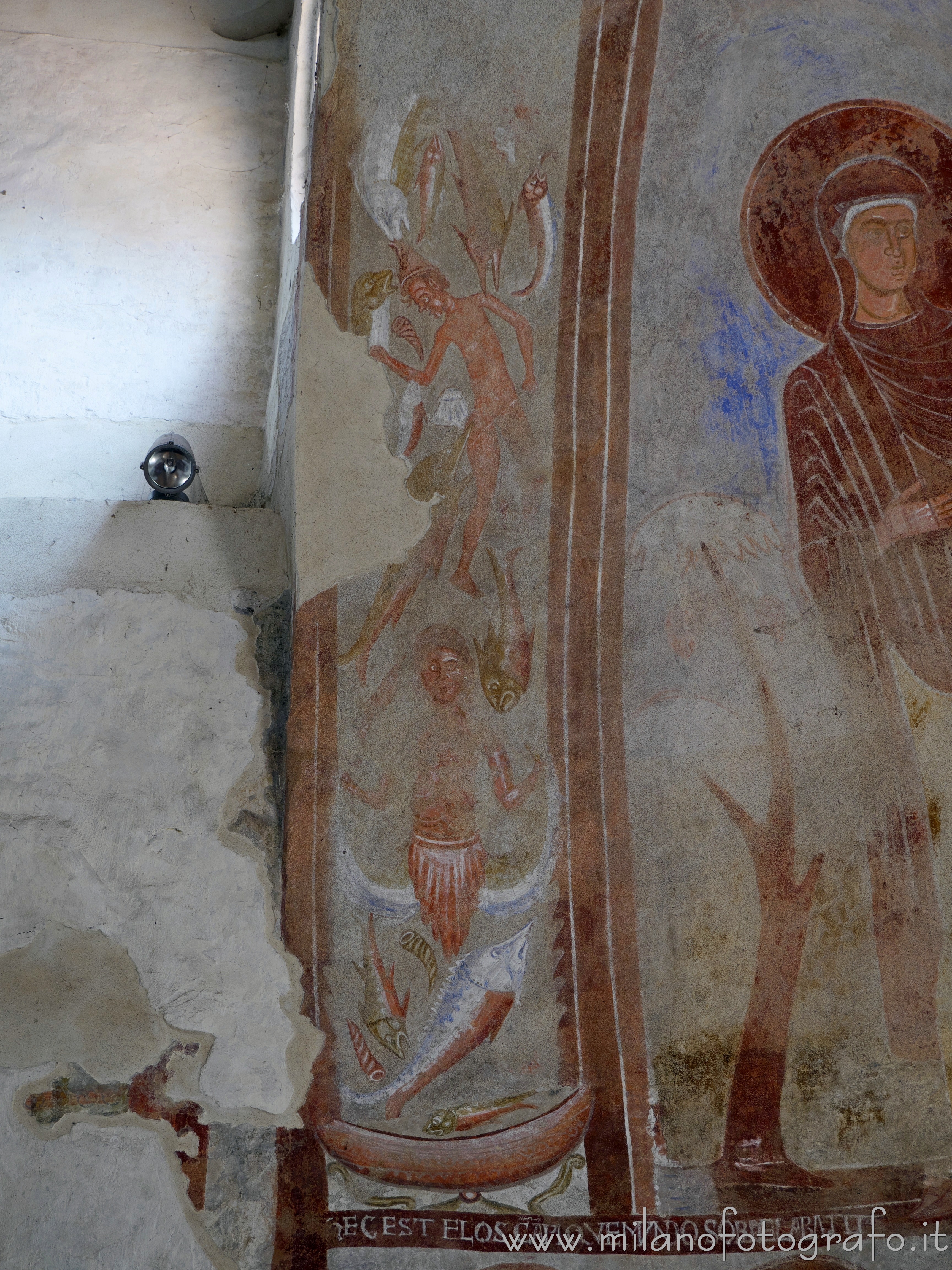 Carpignano Sesia (Novara, Italy) - Fish, a fisherman and fantastic creatures in the Church of St. Peter - Full resolution picture